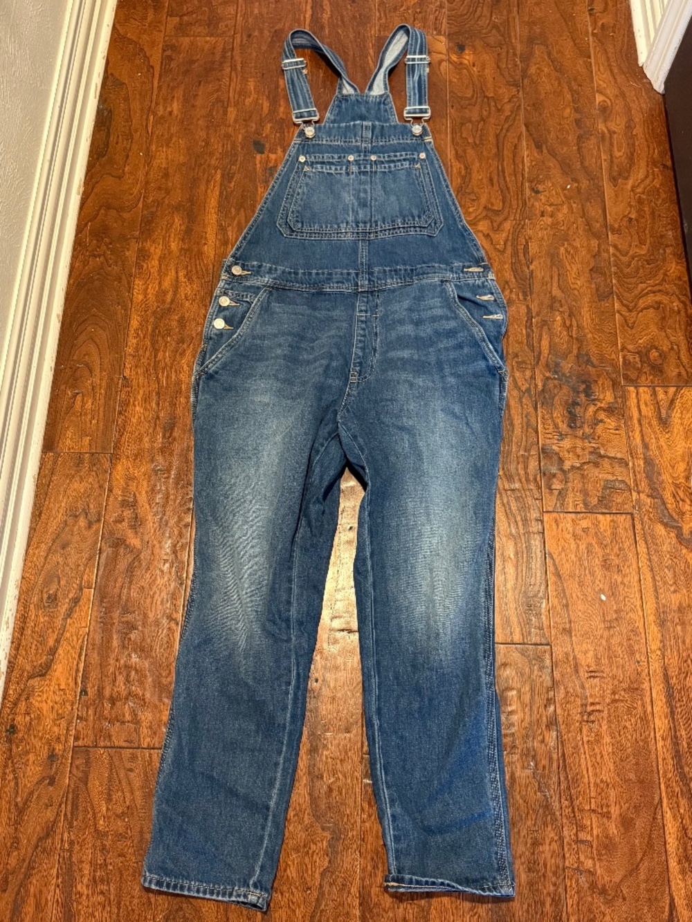GAP Blue Denim Overalls with Metal Buckles